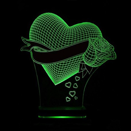 چراغ خواب سه بعدی مدلCHKH-001 قلب و گل