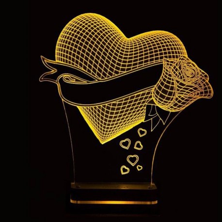 چراغ خواب سه بعدی مدلCHKH-001 قلب و گل