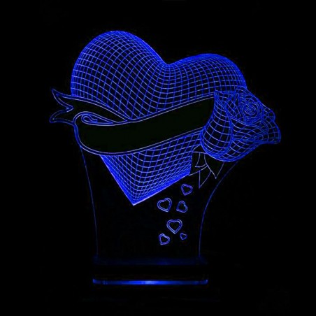 چراغ خواب سه بعدی مدلCHKH-001 قلب و گل