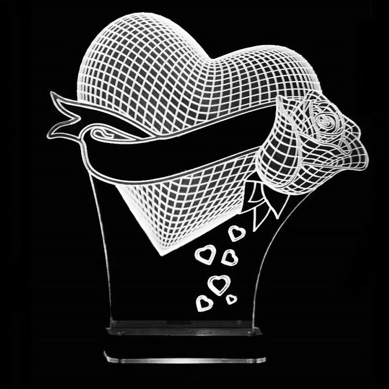 چراغ خواب سه بعدی مدلCHKH-001 قلب و گل