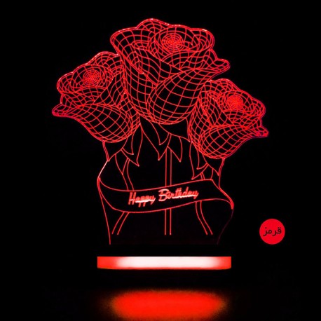 چراغ خواب سه بعدی طرح گل تولد CHKH-0014