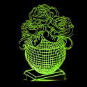 چراغ خواب سه بعدی طرح گلدان گل رز CHKH-0017
