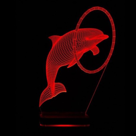 چراغ خواب سه بعدی دلفین و حلقه CHKH-0015