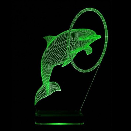 چراغ خواب سه بعدی دلفین و حلقه CHKH-0015