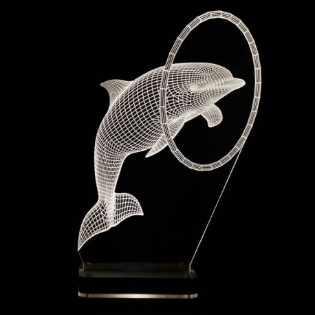 چراغ خواب سه بعدی دلفین و حلقه CHKH-0015