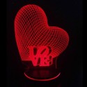 چراغ خواب سه بعدی طرح عاشقانه قلب و و لاو کد CHKH-0016