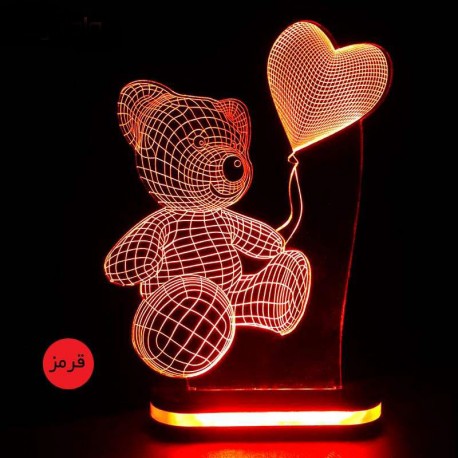 چراغ خواب سه بعدی طرح خرس و بادکنک کد CHKH-026