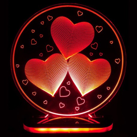 چراغ خواب سه بعدی طرح سه قلب کدCHKH-031