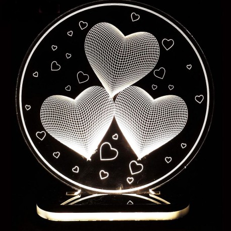 چراغ خواب سه بعدی طرح سه قلب کدCHKH-031