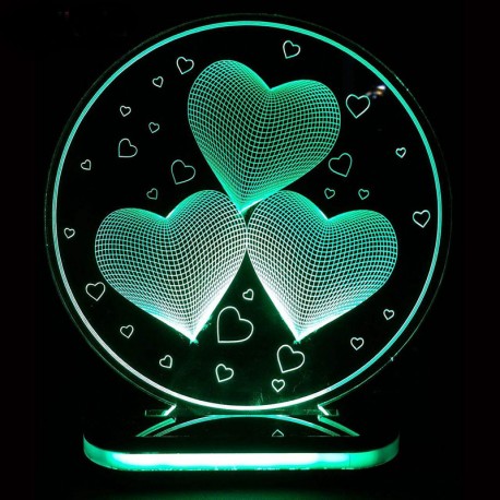 چراغ خواب سه بعدی طرح سه قلب کدCHKH-031