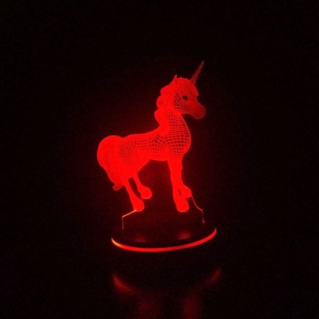 چراغ خواب کودک سه بعدی طرح کارتونی اسب تک شاخ کدCHKH-047