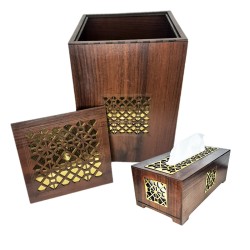 ست جادستمالی و سطل زباله طلایی عروس