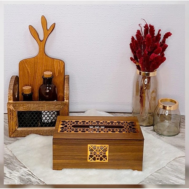 جا دستمال کاغذی طلایی طرح سنتی جی اچ استور