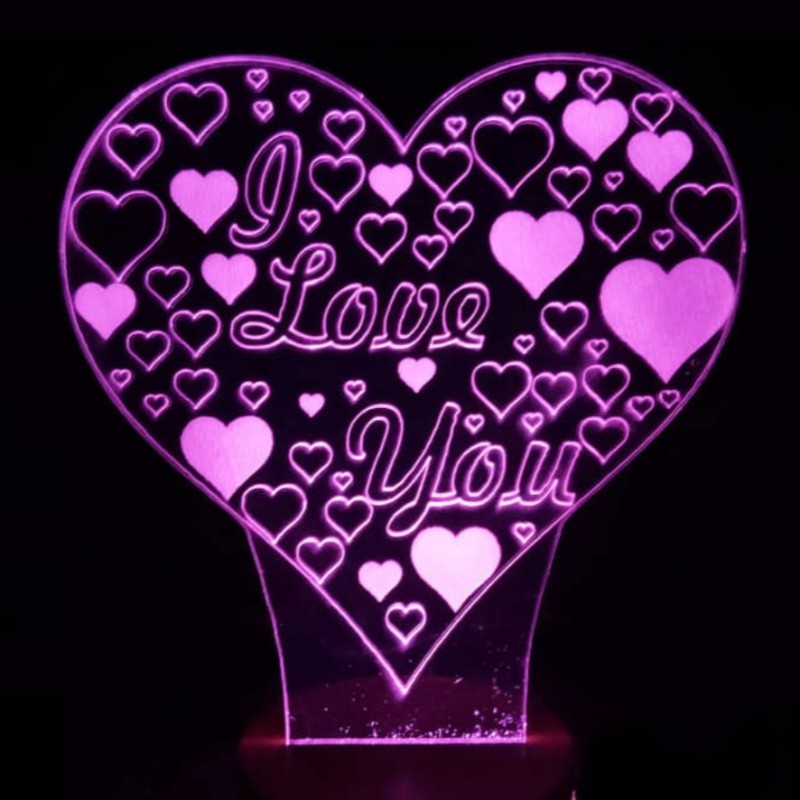 چراغ خواب سه بعدی طرح قلب آی لاو یو جی اچ استور