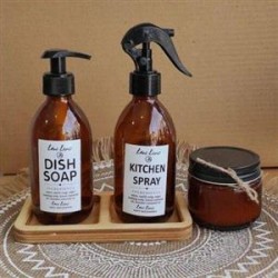 ست جا مایع و اسپری استند دار شیشه قهوه ای جی اچ استور