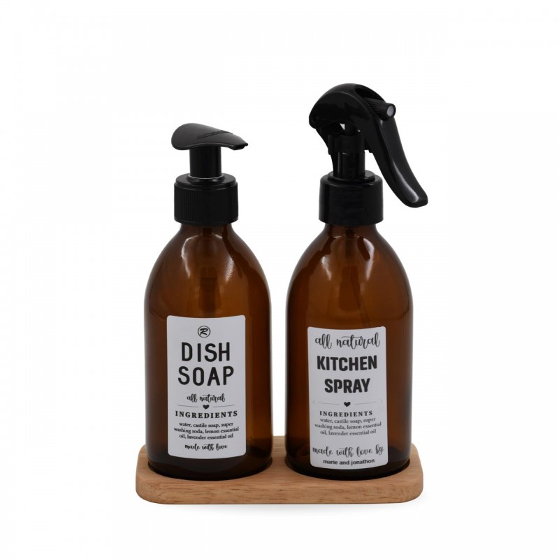 ست جا مایع و اسپری استند دار شیشه قهوه ای جی اچ استور