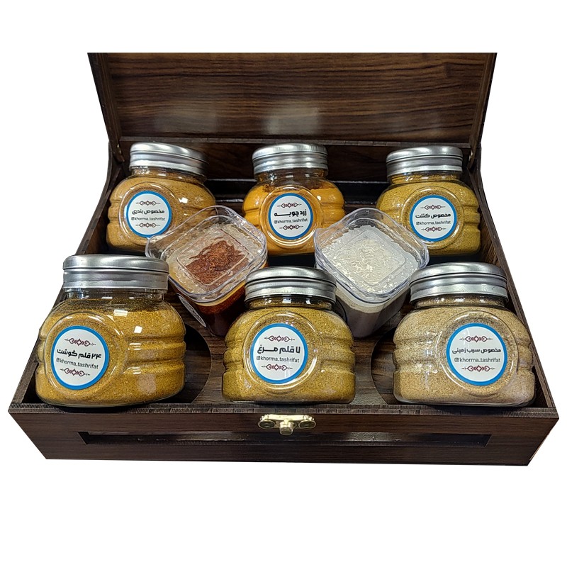 بهترین سوغات از خوزستان پک ادویه سوغات خوزستان طرح کاشی تشریفات