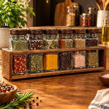 جا ادویه قطاری مکارتی چوبی  ۶ عددی